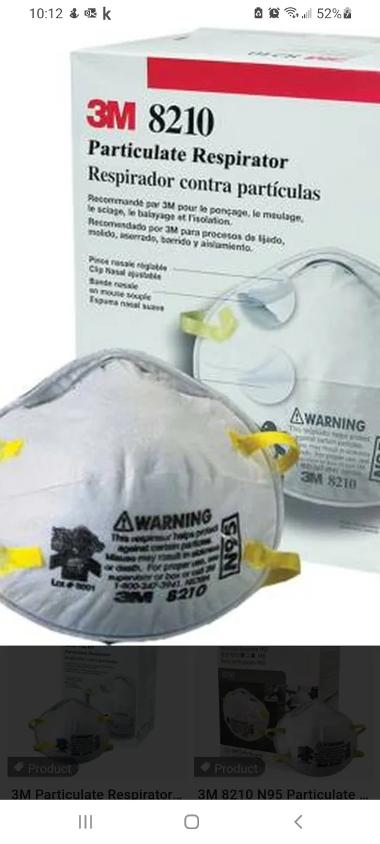 3M 8210 Particulate Respirator , box of 20 . thumbnail