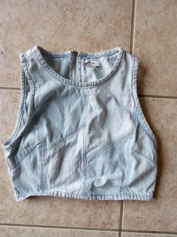 Forever 21 Denim Crop Top - Size S thumbnail