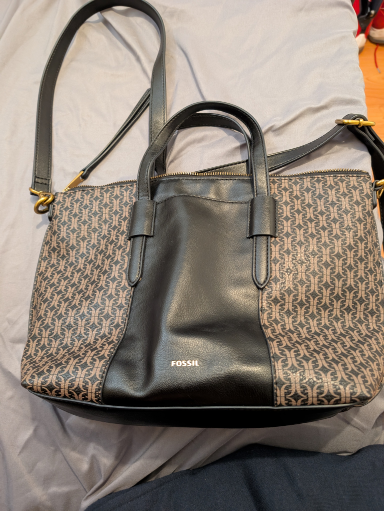 Fossil  fashionable Black & Brown Patterned Tote Bag - photo 2