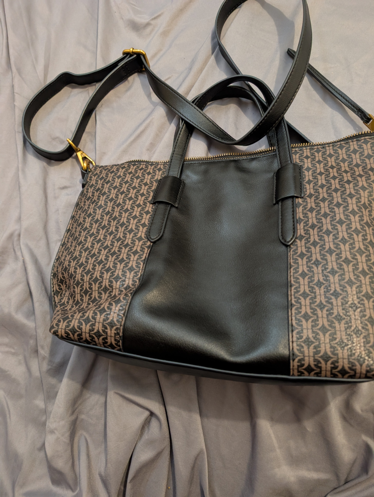 Fossil  fashionable Black & Brown Patterned Tote Bag - photo 3