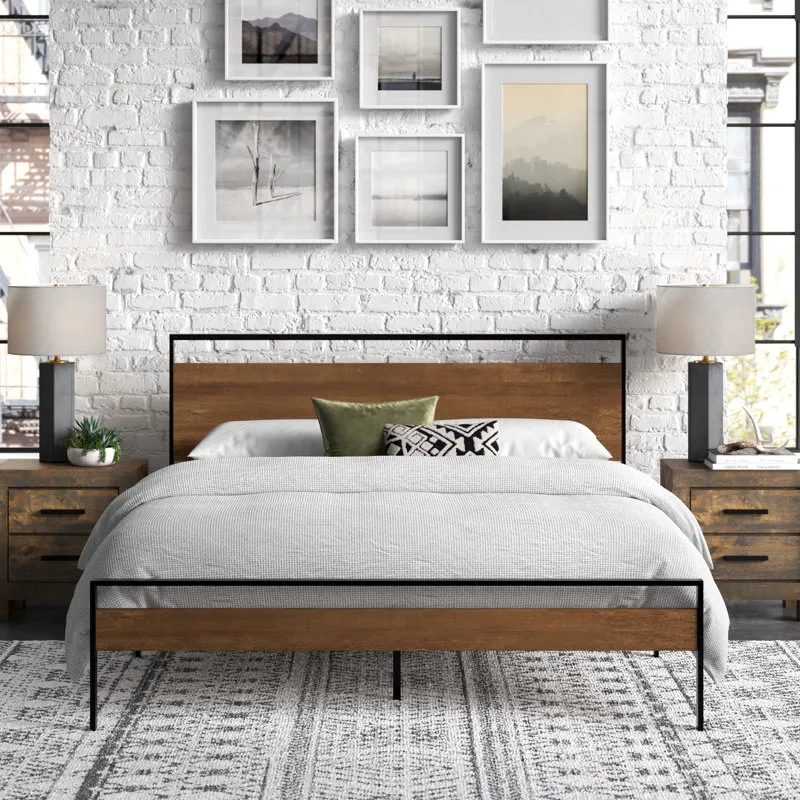 MOVING SALE: Full Size Bed Frame - Wood & Metal thumbnail