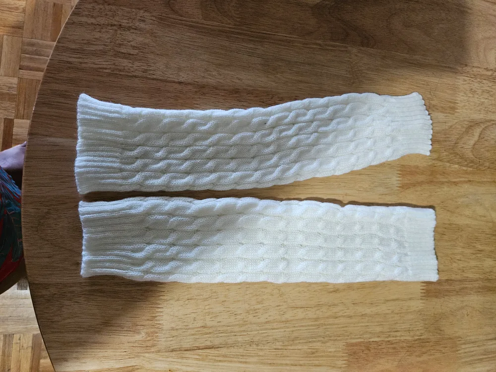 Knitted Arm Warmers - Grey and White thumbnail