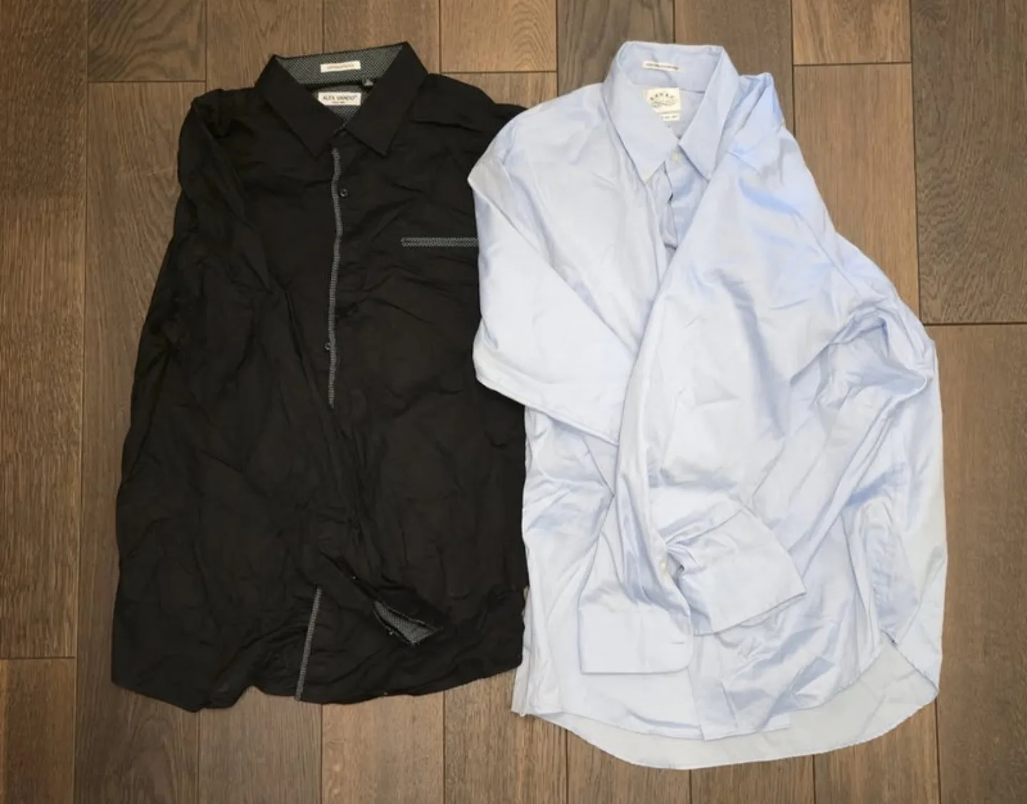 2 XL Men’s Dress Shirts – Black & Light Blue, Classic Style thumbnail