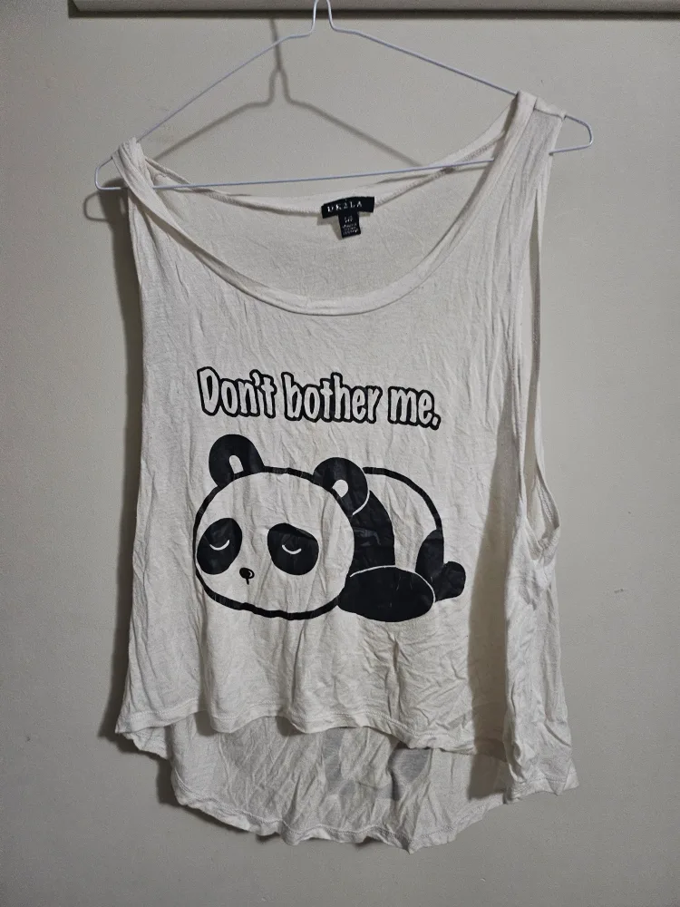Liz Claiborne White Panda Tank Top - Size Large 🇨🇦 thumbnail