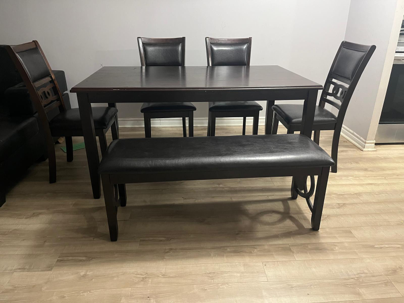 Dining Table Set with 4 Chairs & Bench - photo 2