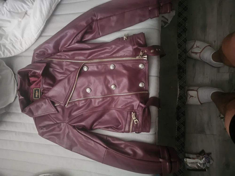 Burgundy Guess Faux Leather Jacket thumbnail