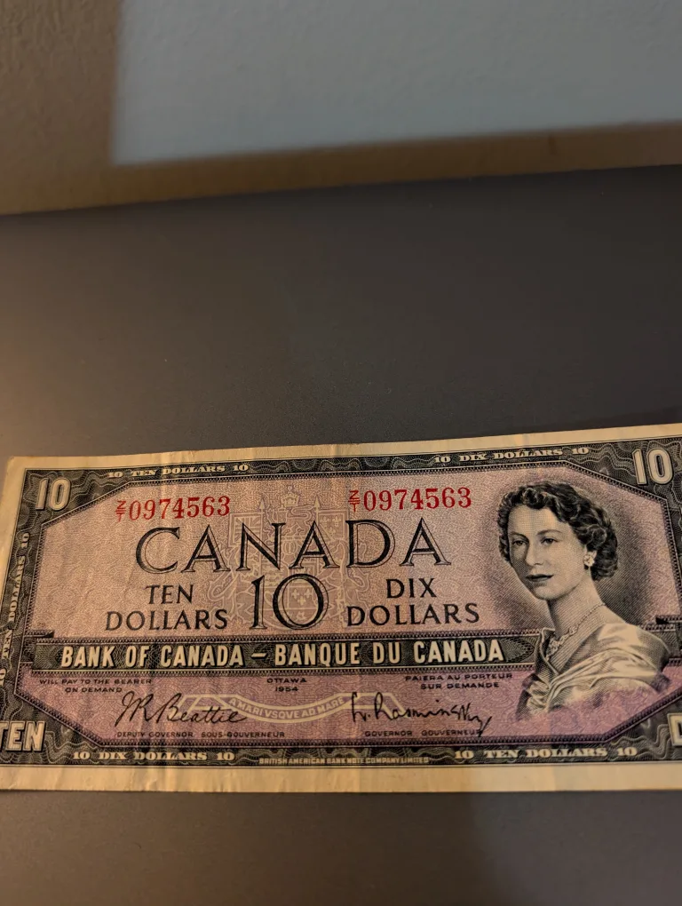 Vintage 1954 Canadian $10 Bill thumbnail