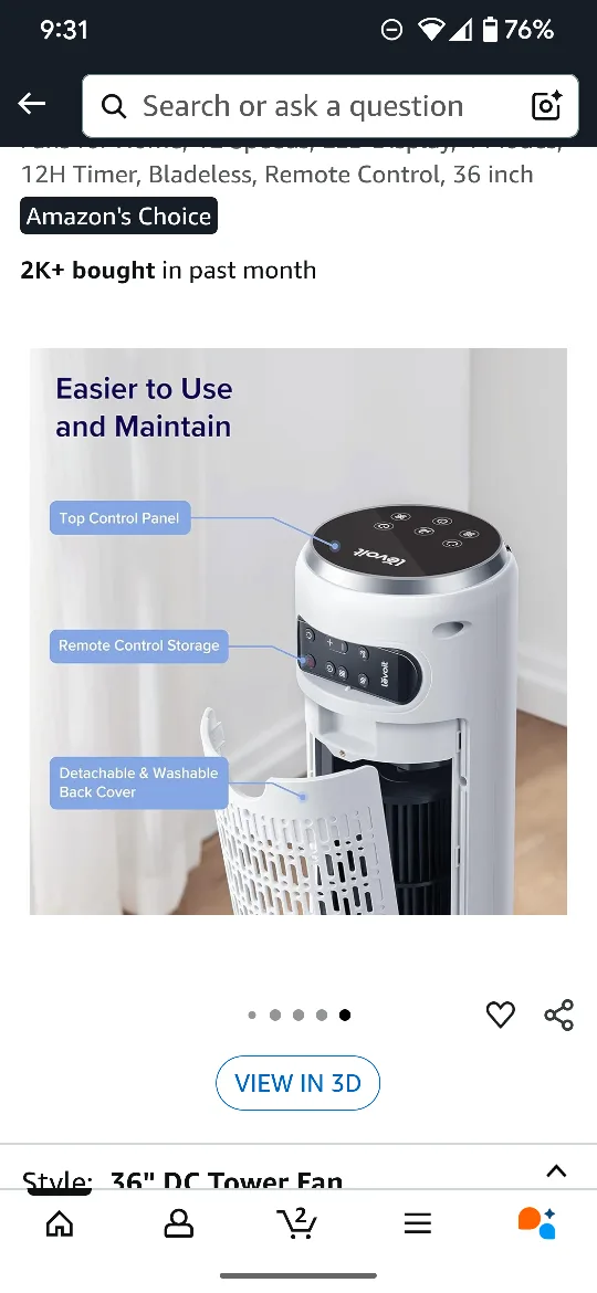 Levoit 36" Tower Fan image indicator(3)