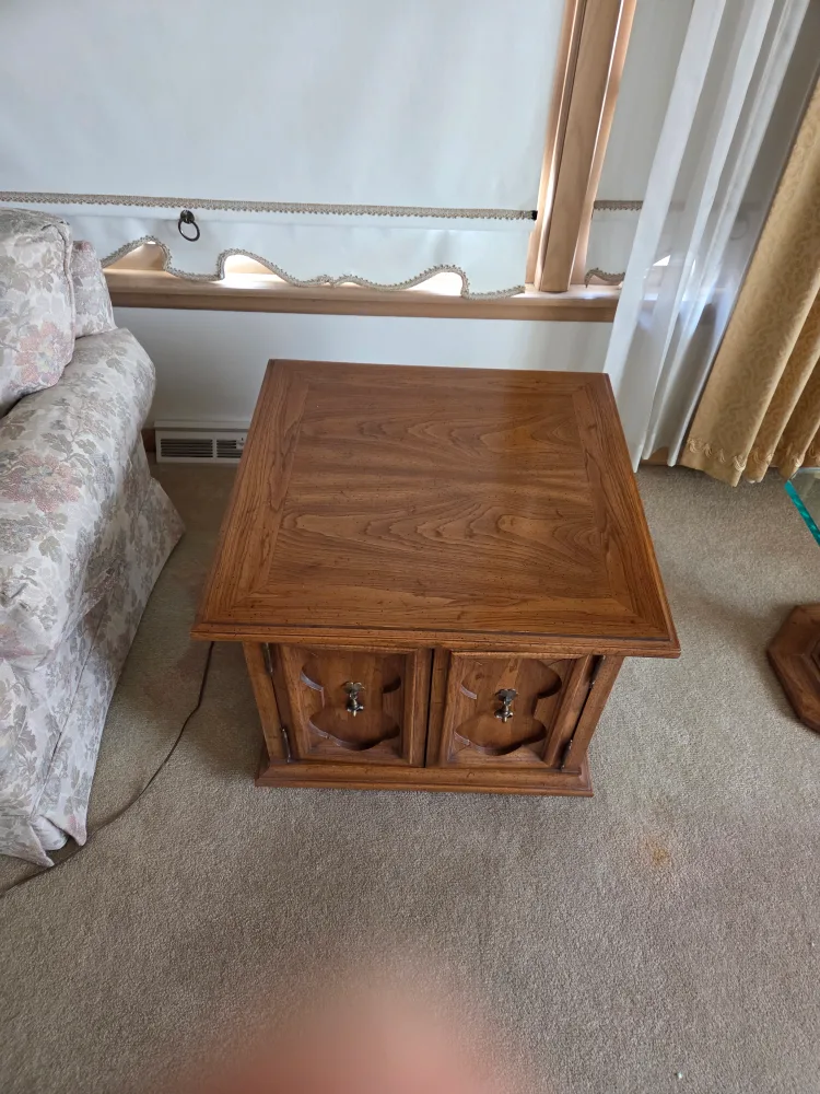 Vintage Wood End Table with Cabinet thumbnail