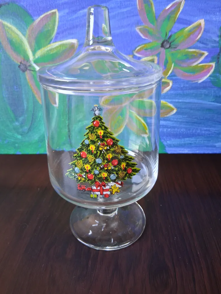 Christmas Tree Glass Jar with Lid thumbnail