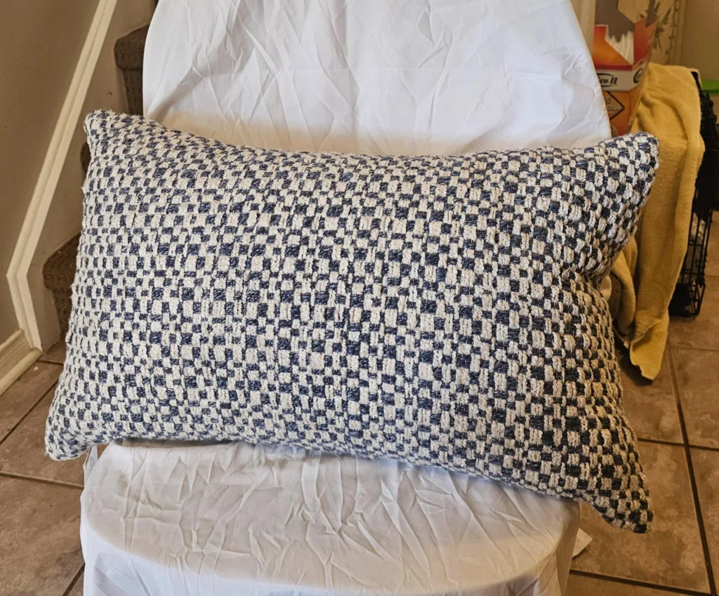 White, Blue and Cream Raj Bespoke Checkered Decor Pillow thumbnail