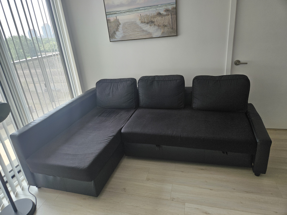 Black Sectional Sofa bed with Storage