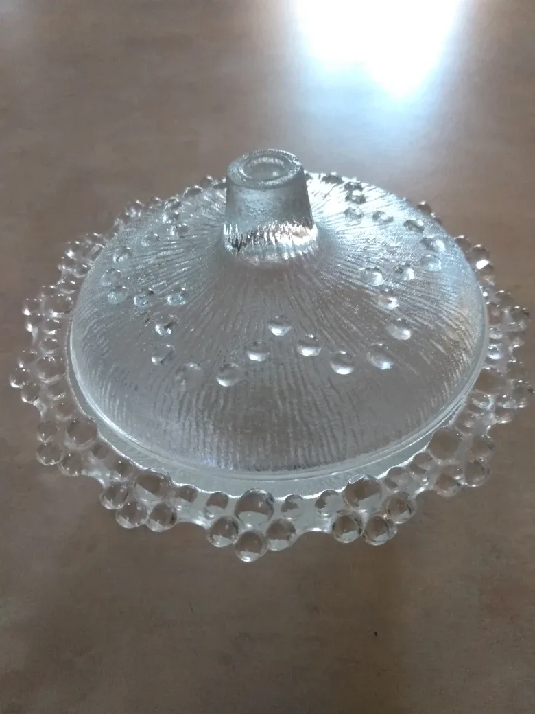Vintage Clear Glass Trinket Dish with Lid thumbnail