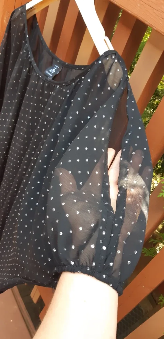 T&M Collection Black Polka Dot Blouse - Size M image indicator(4)