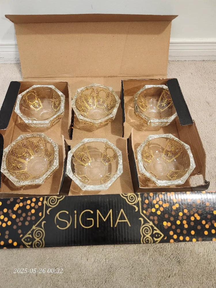 Sigma Luxury Bowls Set of 6, Gold Accent thumbnail