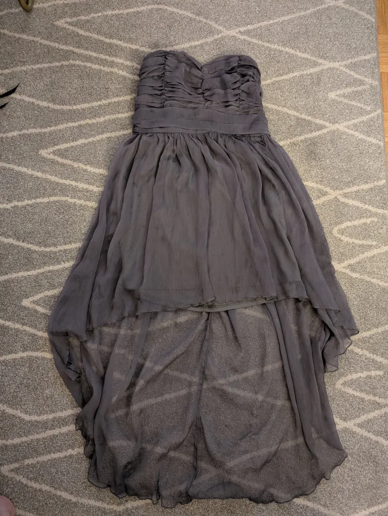 Lulus Gray Strapless Hi-Lo Dress Size L image indicator(6)