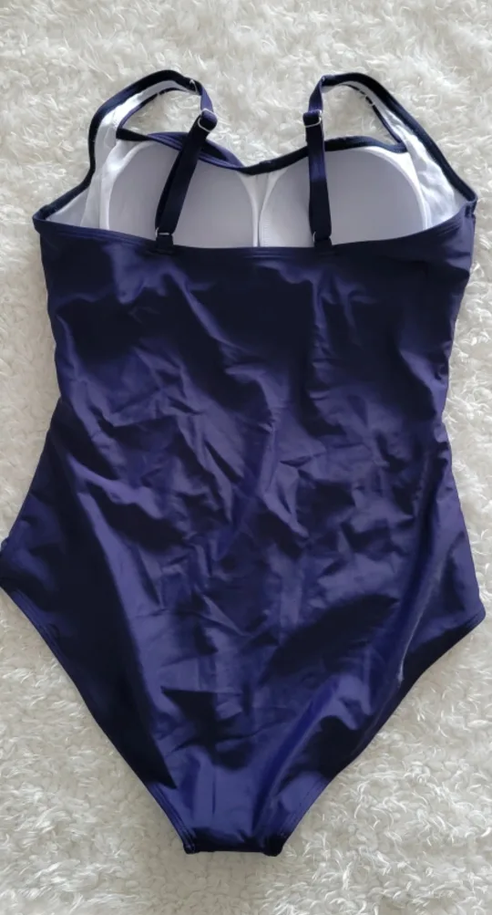 Navy Blue Ruched One-Piece Swimsuit image indicator(4)