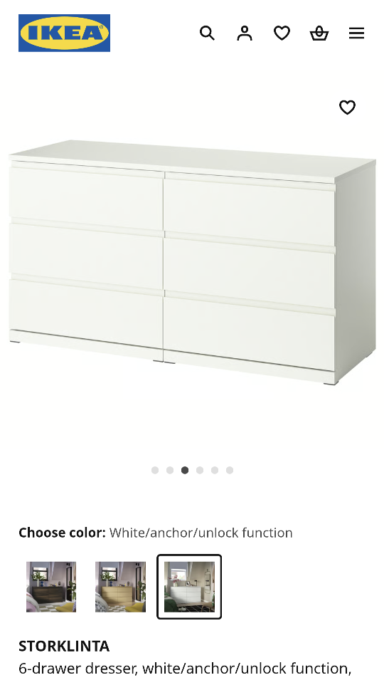 IKEA STORLINTA 6-Drawer Dresser - White - photo 3