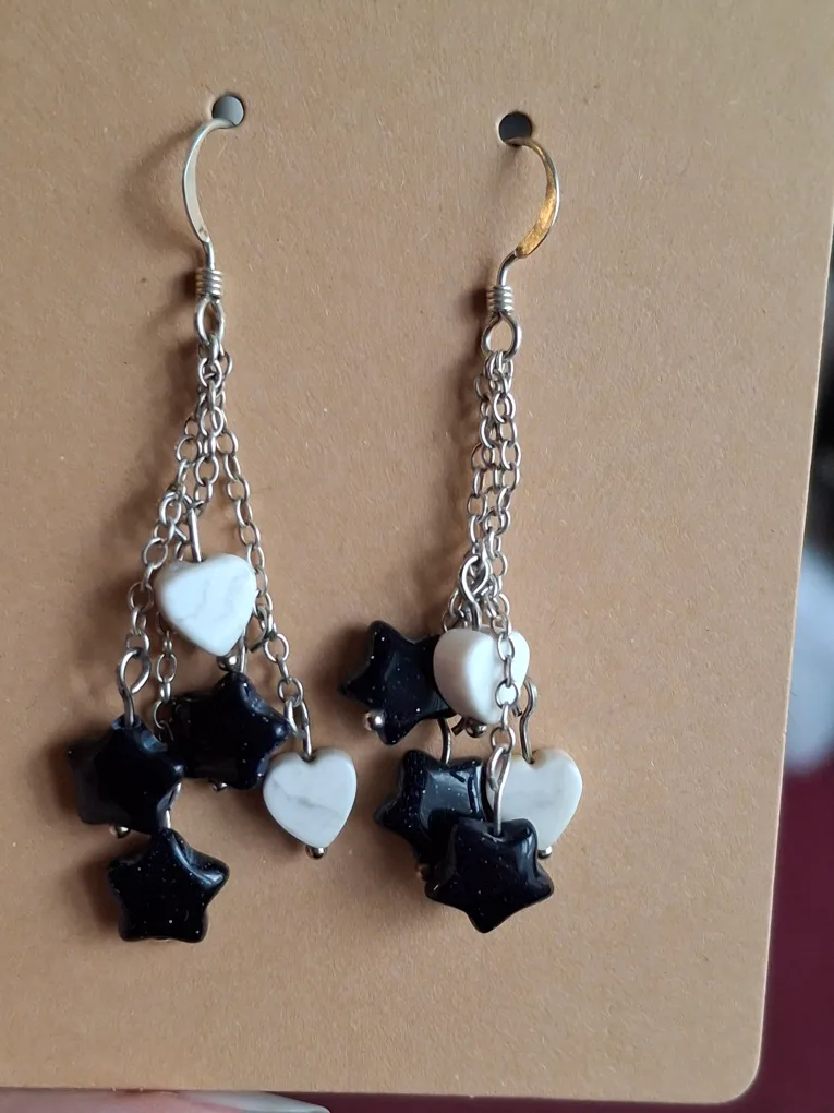Handmade Star & Heart Dangle Earrings thumbnail