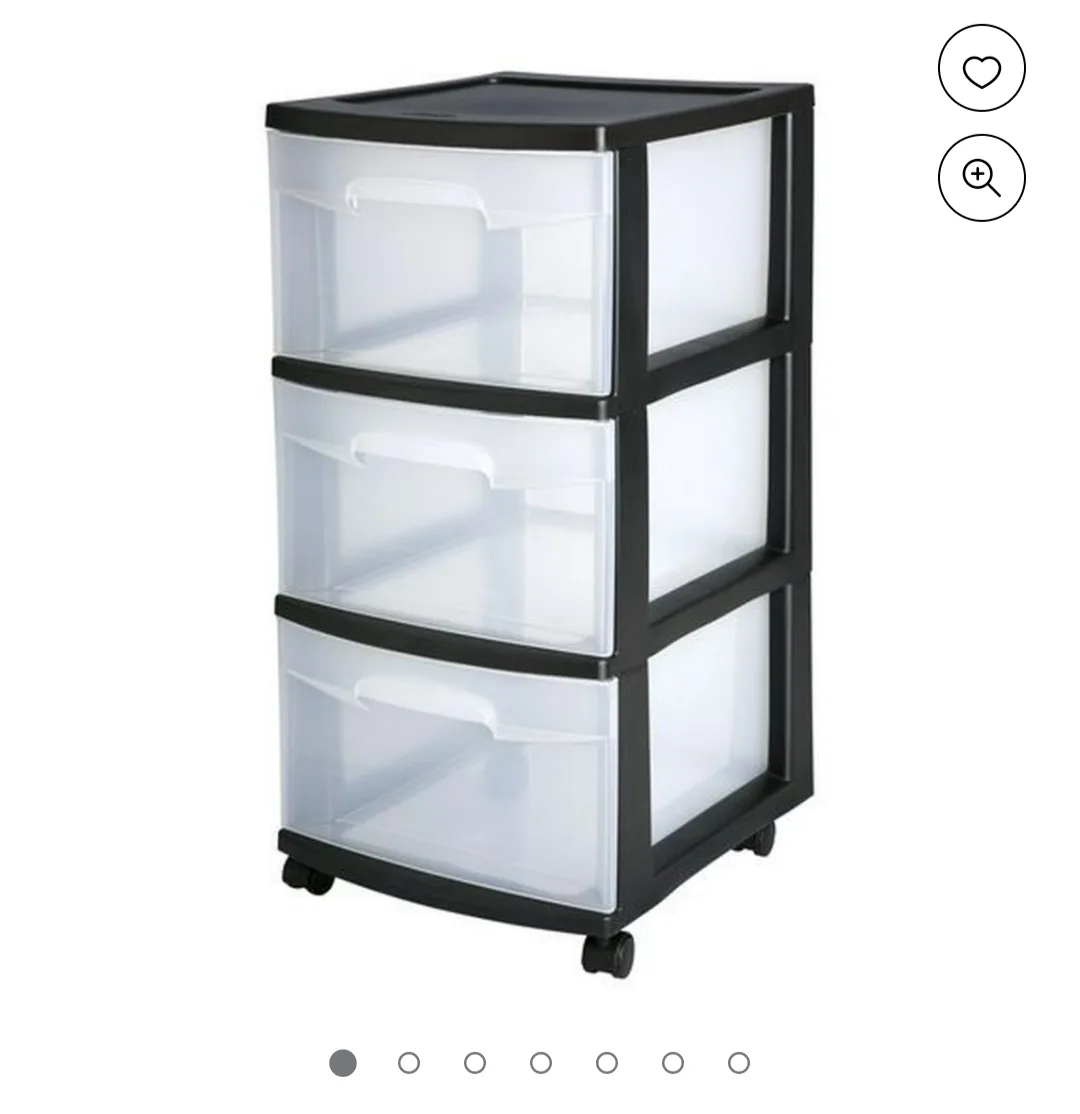 3-Drawer Rolling Storage Cart - Black Frame thumbnail