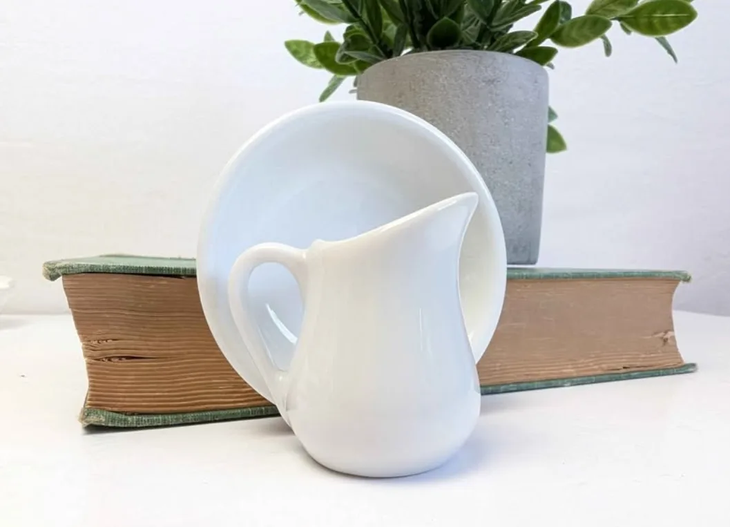 Miniature Porcelain Wash Basin & Pitcher ~ Cameo Chinaware image indicator(4)