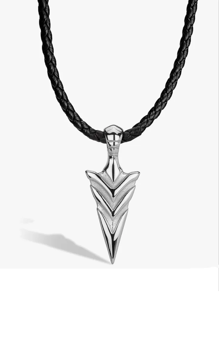Premium Leather Necklace Men | Stainless Steel Pendant thumbnail