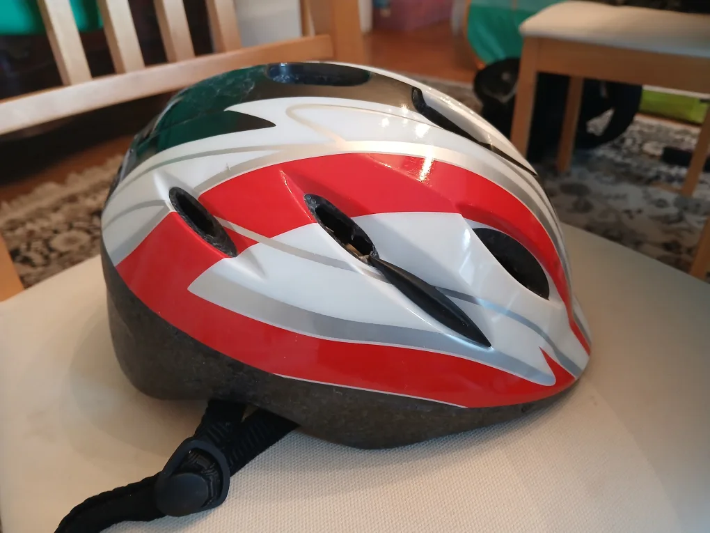 MEC Toddler Bike Helmet in Red and White thumbnail