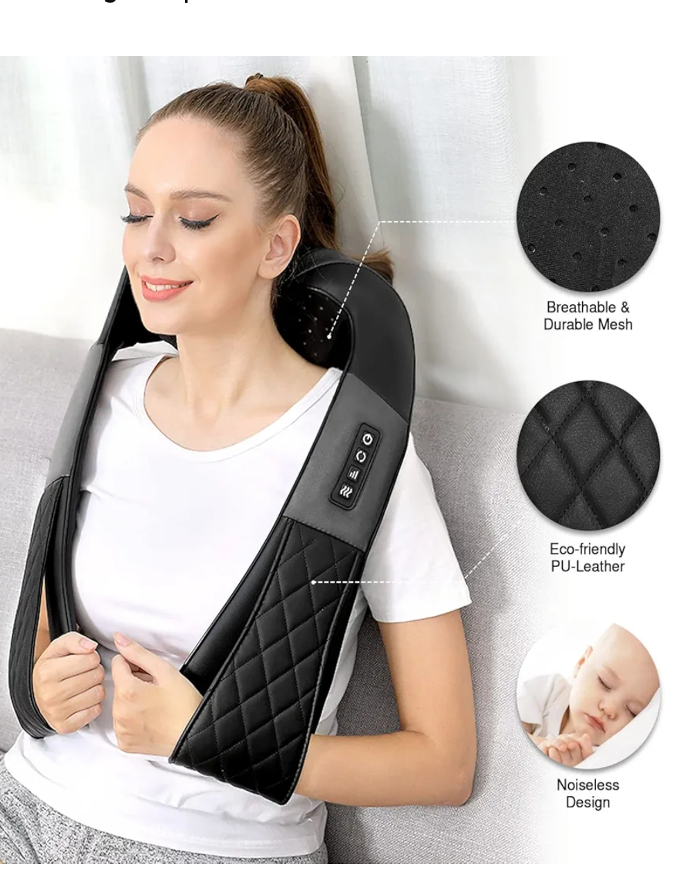 Neck Massager with Heat, Shiatsu Back Neck and Shoulder Massager - photo 4