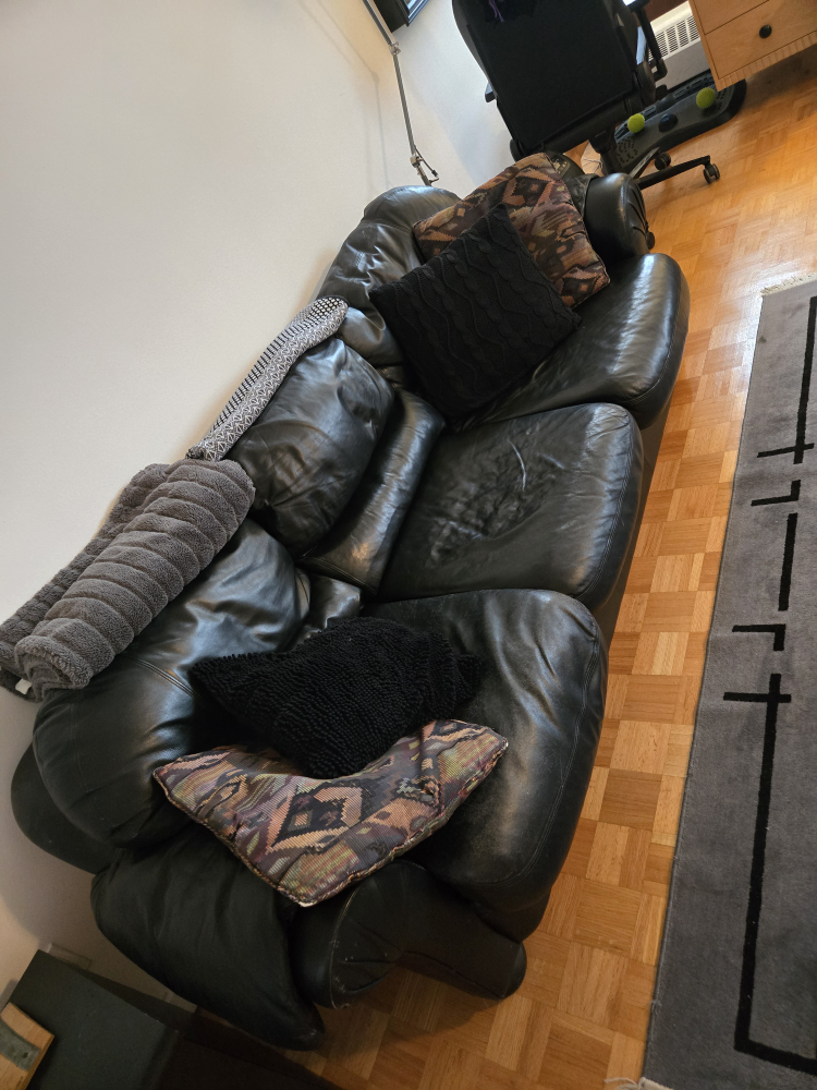 Black Leather Sofa - Great Condition!