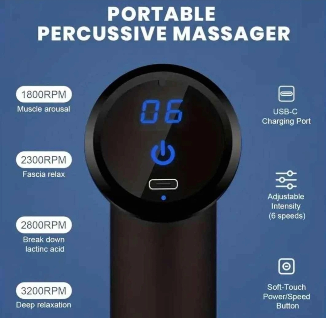 Percusion Massager with 6 Speeds & 4 Different Heads - photo 5