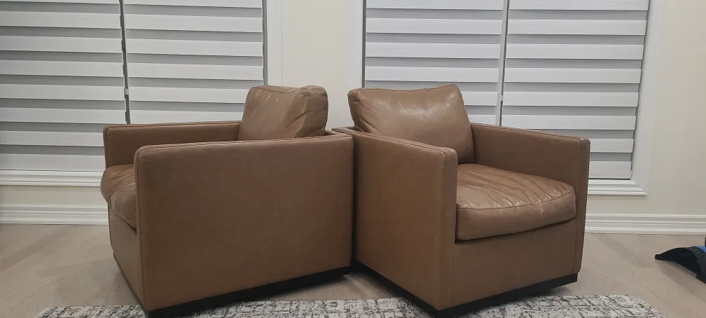 Leather Armchairs Portman swivel - Set of 2