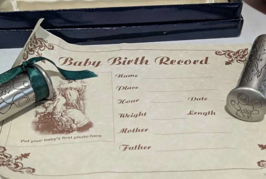 Pewter Birth Certificate Holder ~ Birth Dates Keepsake ~ image indicator(4)