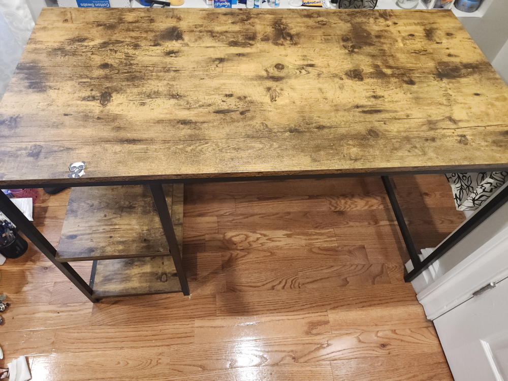 Rustic Brown Computer Desk with Shelves - photo 2