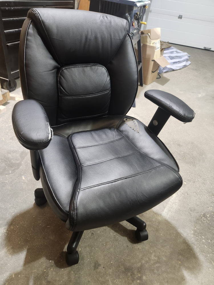 Black Leather Office Chair - Some Wear