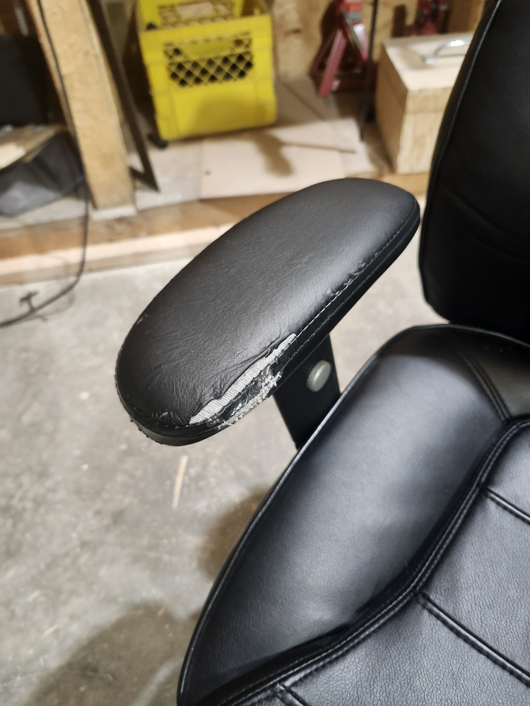 Black Leather Office Chair - Some Wear - photo 2