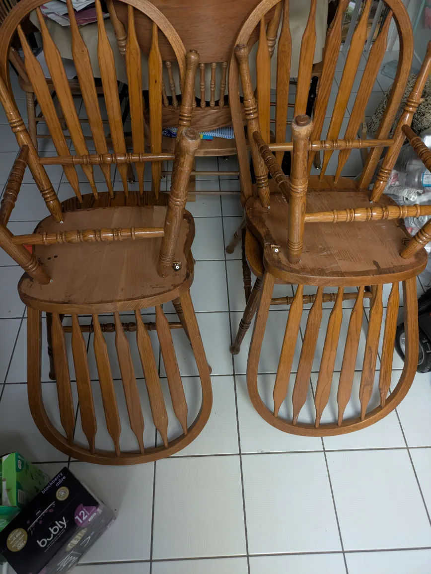 Set of Wooden Spindle Back Dining Chairs thumbnail