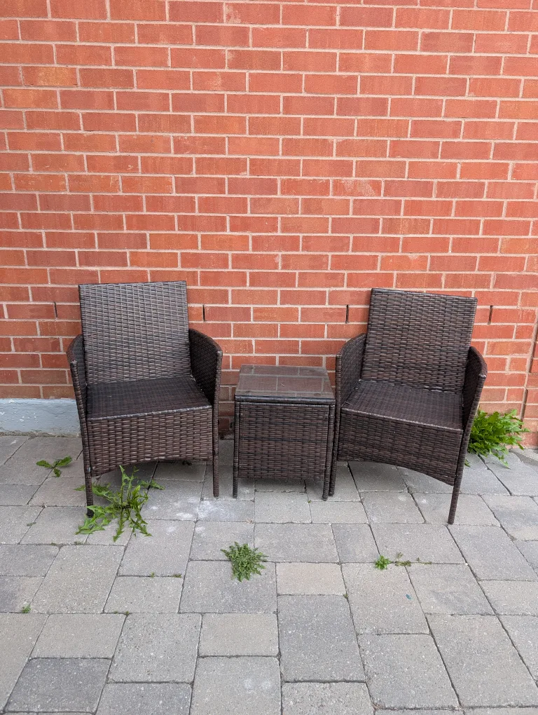Wicker Patio Set - 2 Chairs & Table thumbnail