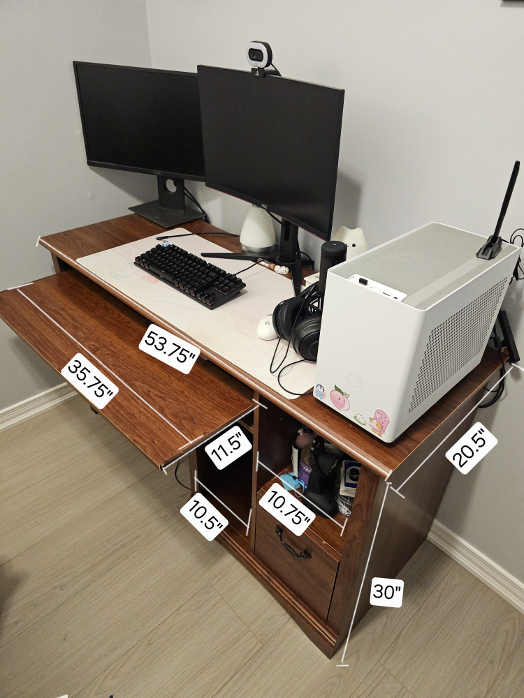 Wooden Computer Desk with Keyboard Tray - photo 2