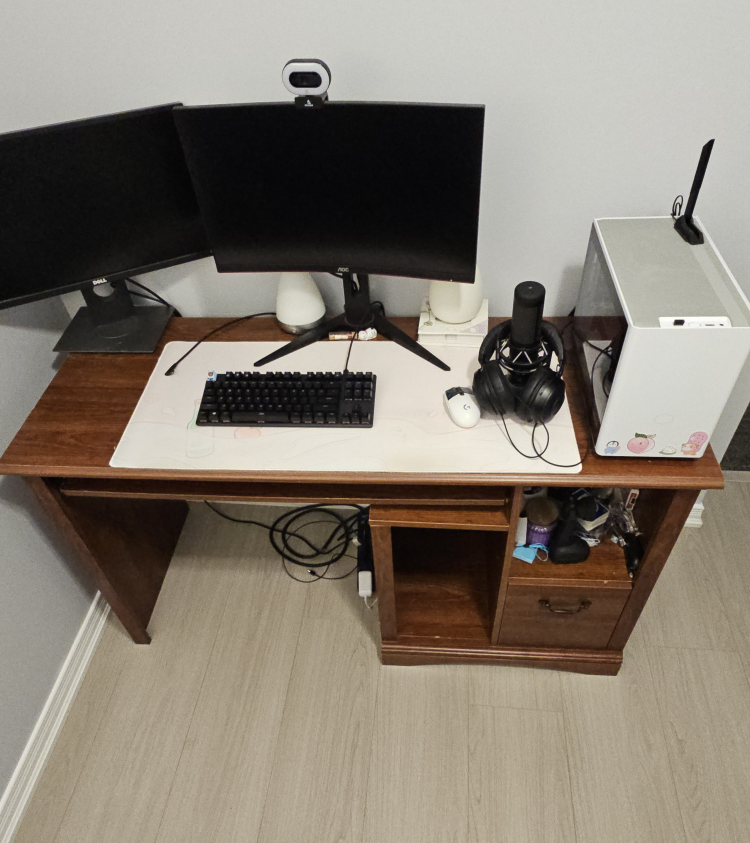 Wooden Computer Desk with Keyboard Tray - photo 3