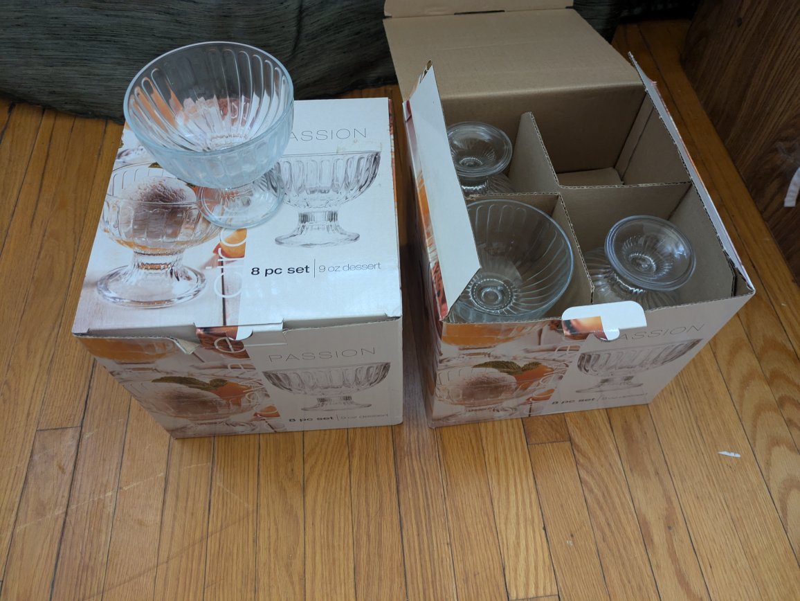 8 pc Glass Dessert Bowls - in Box (2 sets)