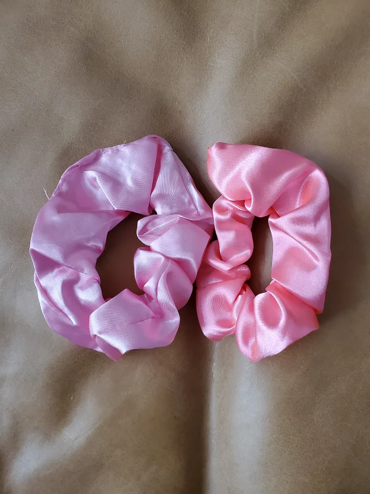 Pink Satin Scrunchies - Set of 2 thumbnail