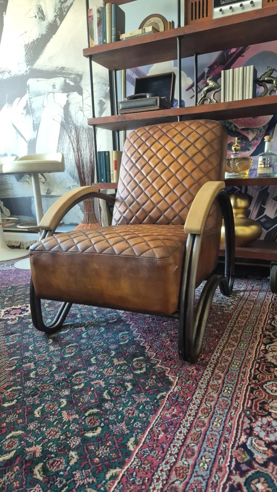 Vintage Brown Quilted Armchair thumbnail
