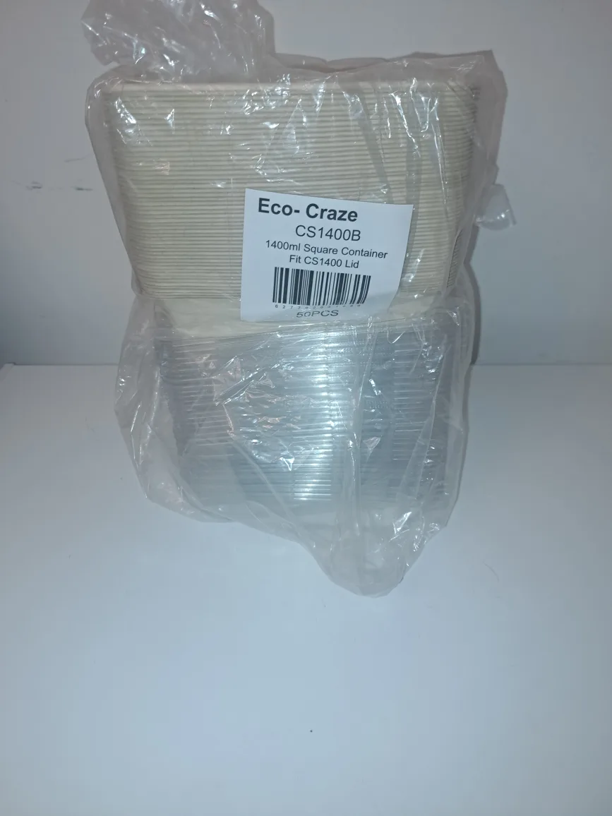 Eco-Craze CS1400B 1400ml Square Containers - 50pcs thumbnail