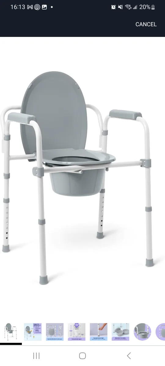 Guardian Folding Steel Commode, Elongated Seat thumbnail