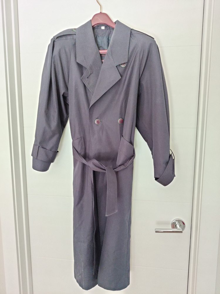 Women Navy Blue Long Coat Summer / Trench Jacket - Size 7 / 8 P