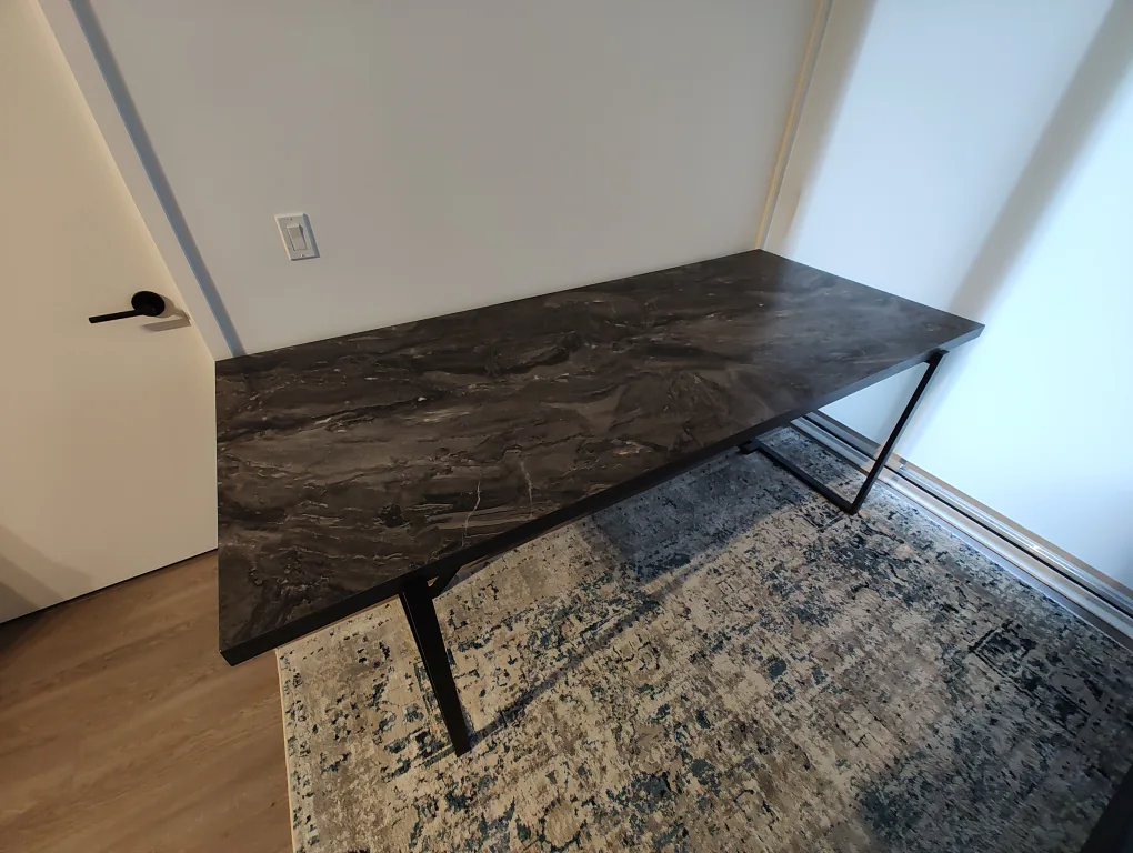 Marble Pattern Desk with Black Metal Legs thumbnail