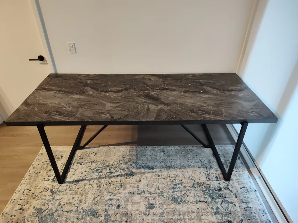 Marble Pattern Desk with Black Metal Legs image indicator(2)