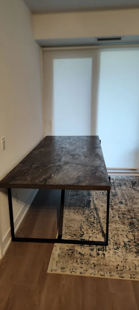 Marble Pattern Desk with Black Metal Legs image indicator(3)