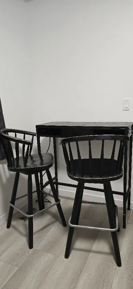 Black Swivel Bar Stools x2 & Bar height table thumbnail