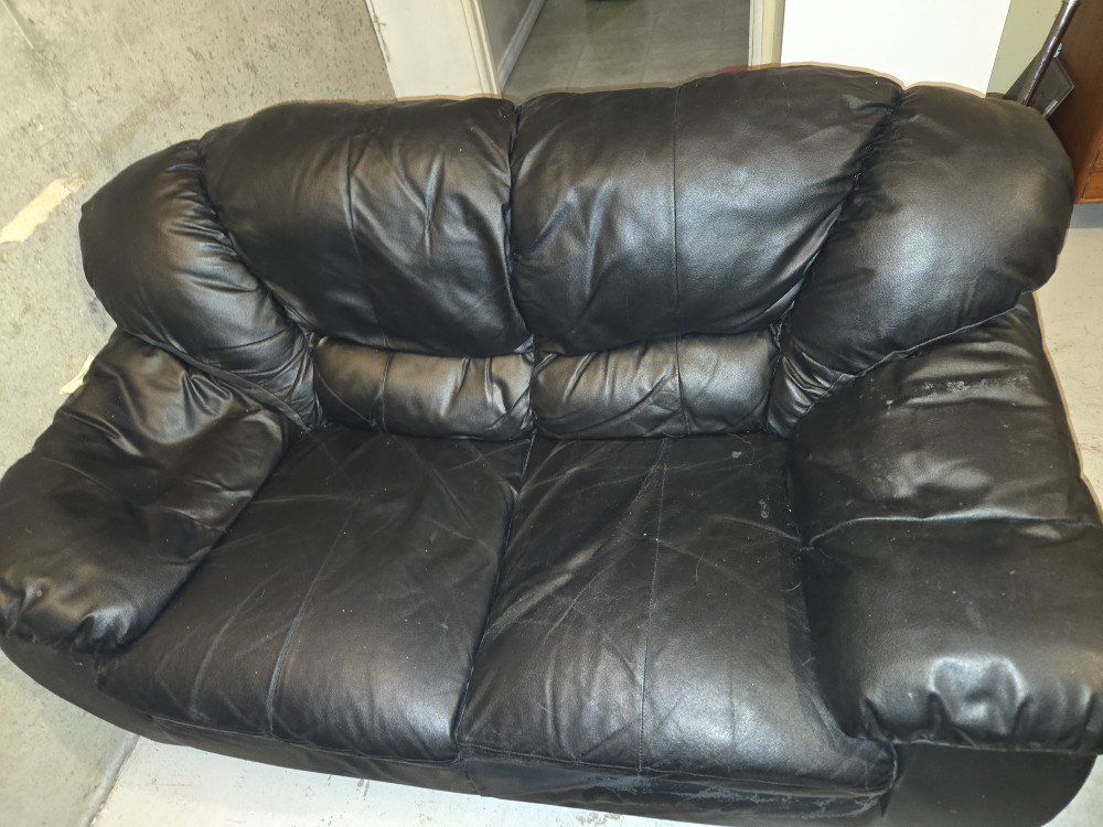 FREE - black pleather couches - photo 2